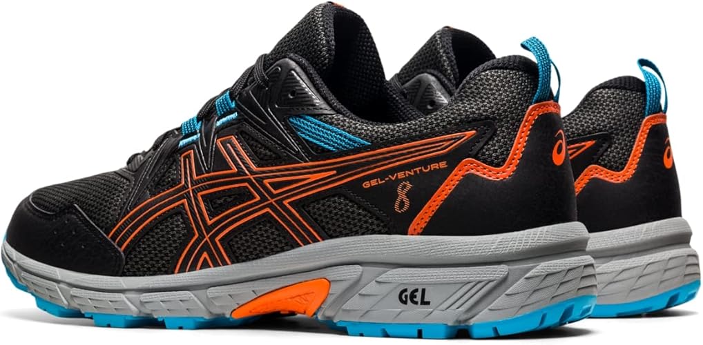 ASICS Men's Gel-Venture 8 Running Shoes-Black/Marigold Orange