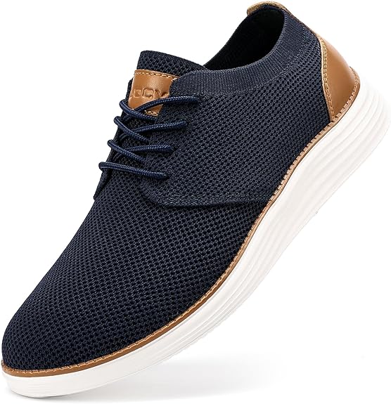 VILOCY Men's Fashion Dress Sneakers Casual Walking Shoes Business Oxfords Comfortable Breathable Lightweight Tennis-Navy